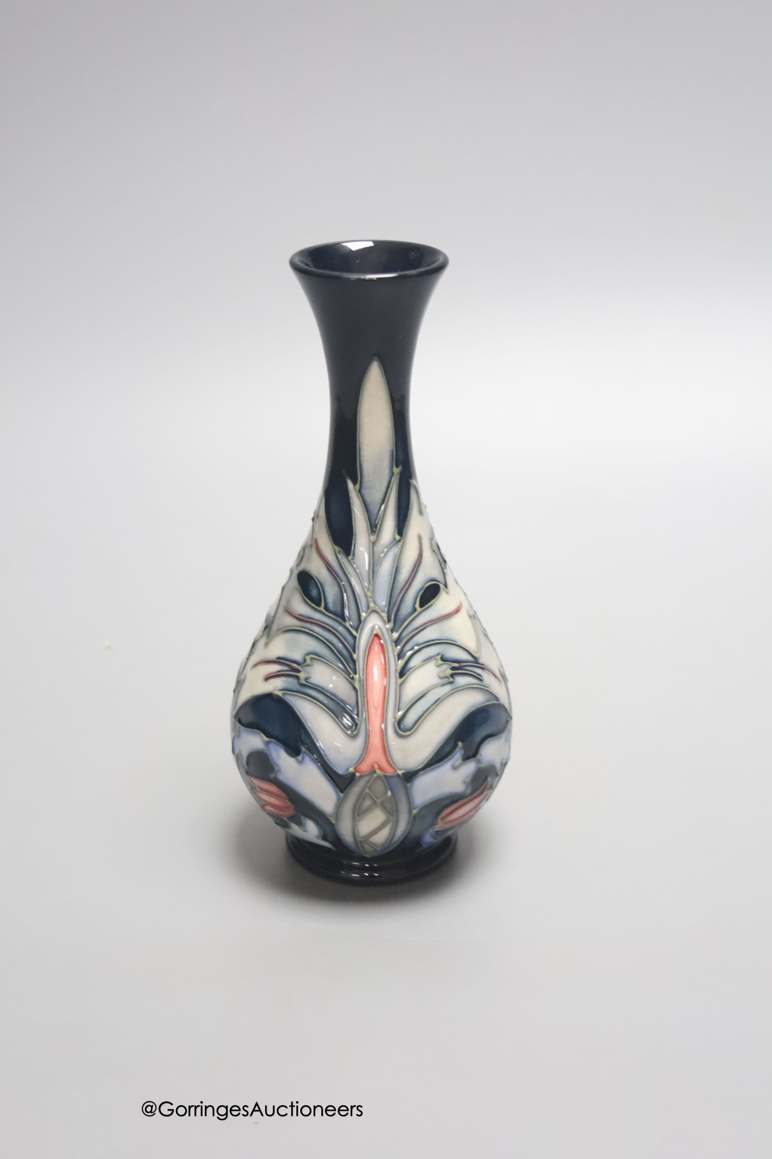 A Moorcroft William Morris Centenary collection 'Snakeshead' pattern vase designed by Rachel Bishop, with box and sleeve, approx. 17cm